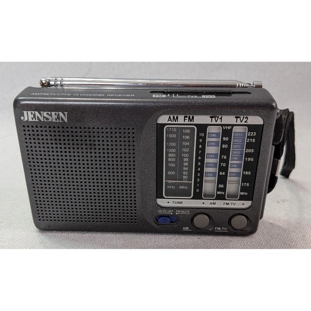Jensen Radio Receiver MR-400 Unisex OS Gray Excellent AM FM TV1 TV2 Portable